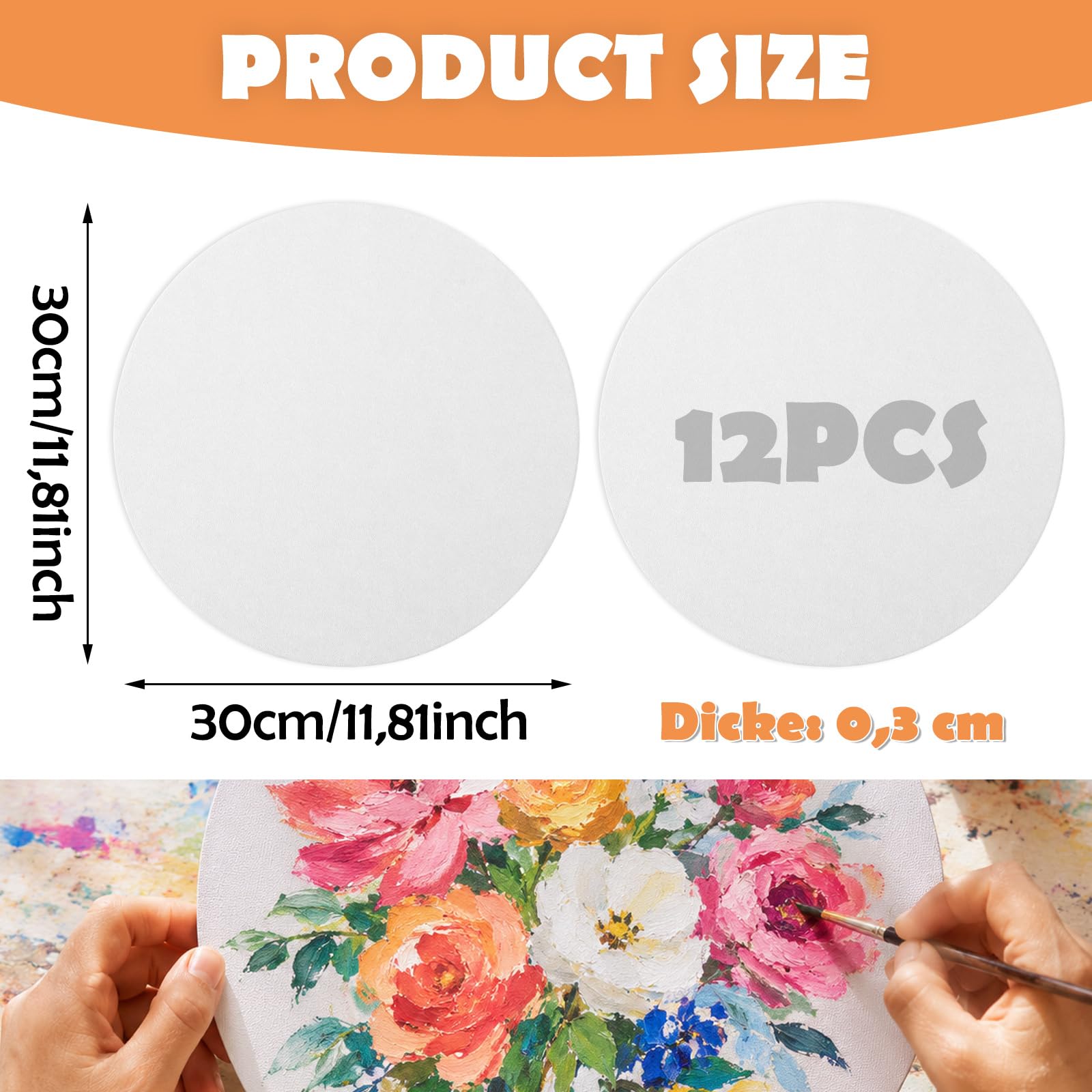 APACALI 8 sztuk okrągłych płócien, Ø 30 cm płótna do malowania