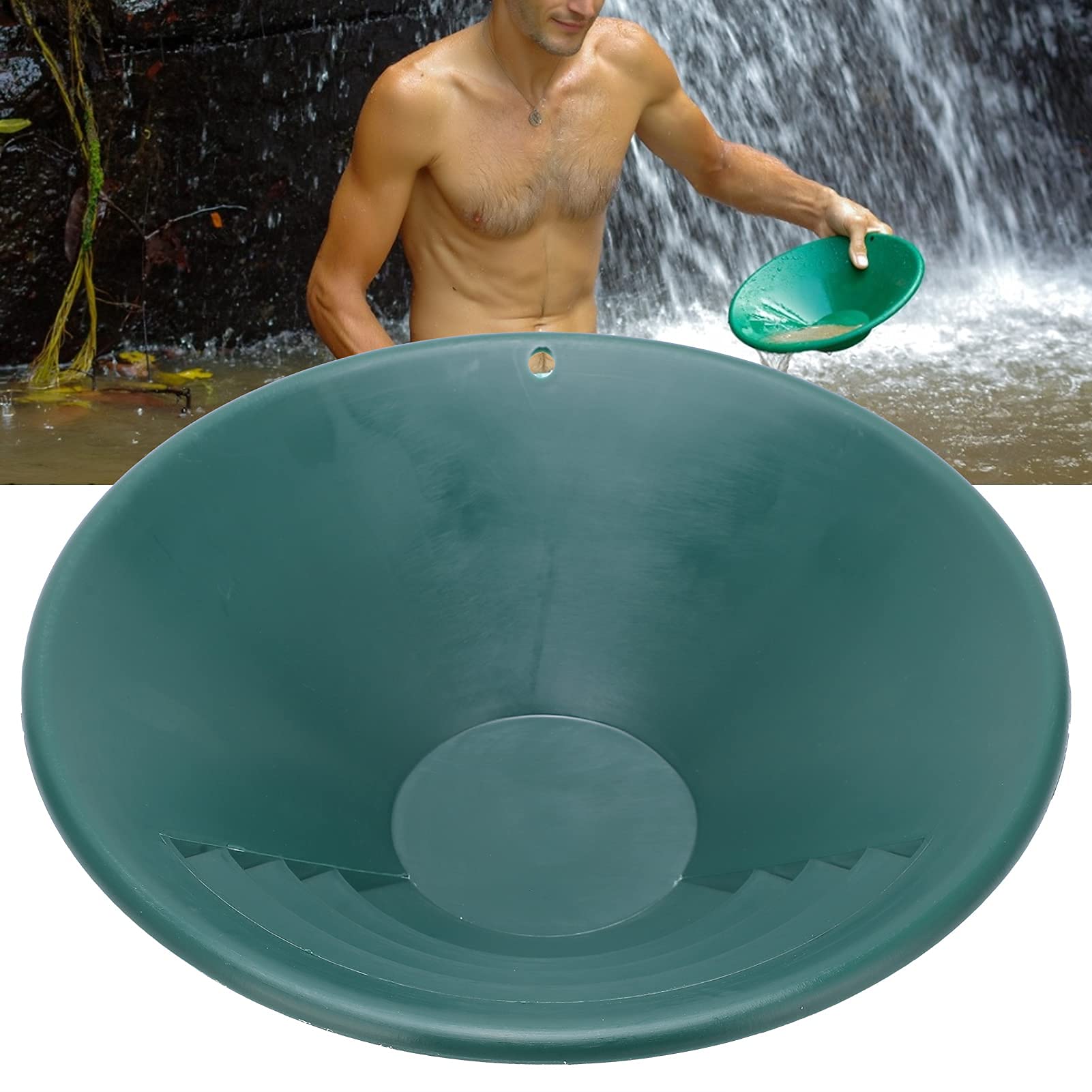 Walfront Sartén de Oro de plástico Verde de 260 mm Kit de Lavado de Oro Manual Sartén de Lavado de Oro Sartenes de Oro para minería de Oro