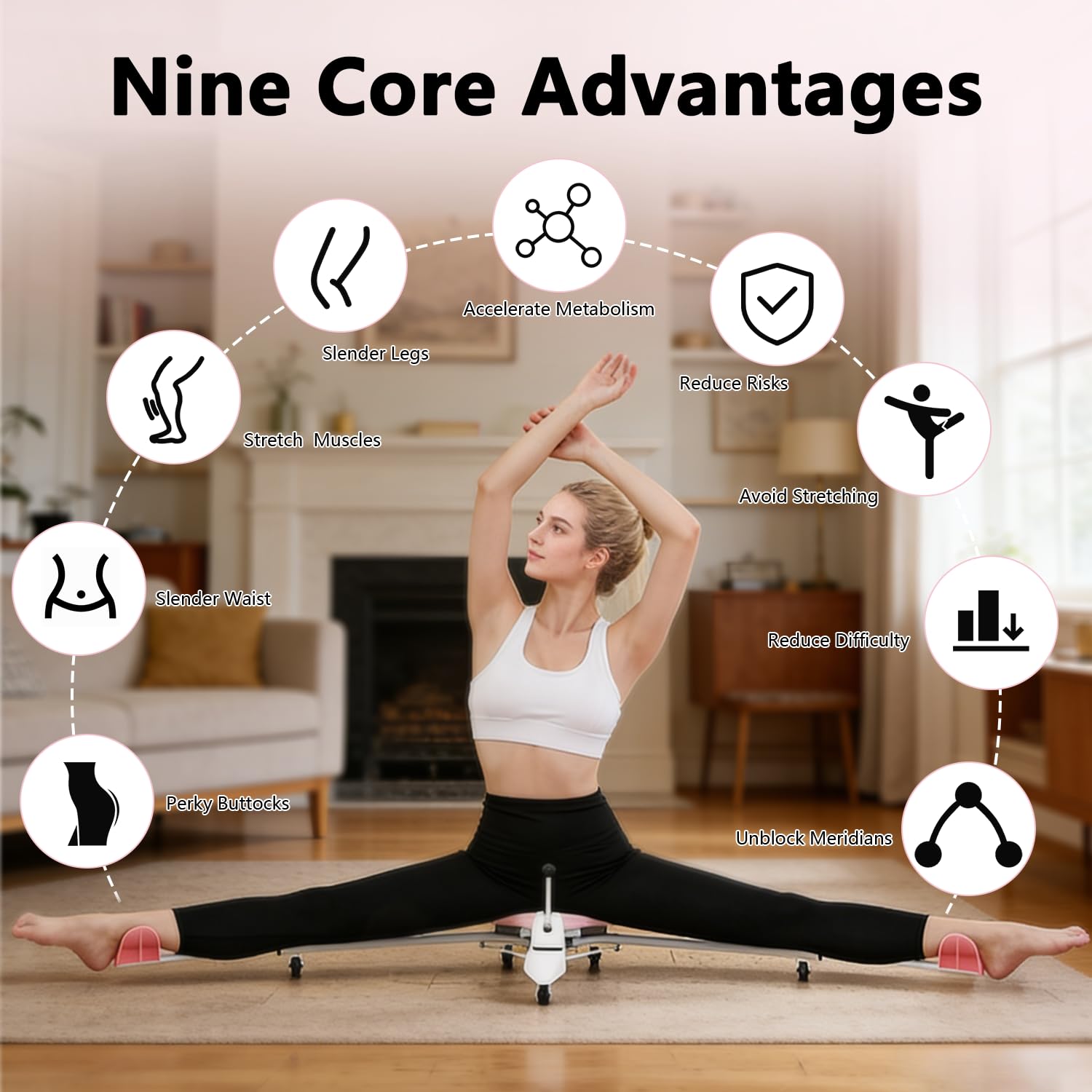 Beinspreizer Spagattrainer, 0-180° Verstellbares Beinstrecker Maschine, Verbessern Sie Ihre Flexibilität und Dehnqualität für Tanz,Ballett,Yoga,Gymnastik und Andere Sportarten(Einfache Installation)
