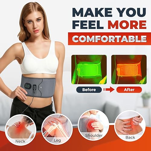  LED Red Light Waist Belt, 120 Lamp Beads 660nm Red Light & 850nm Near-Infrared Light Wrap Belt with 3 Light Modes, LED Light Waist Pad for Shoulder Back Abdomen, with 2m Long Power Adapter 