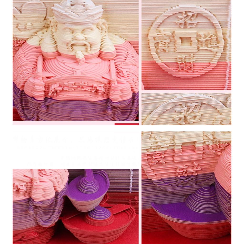 God of Wealth 3D Memo Pad 150 vellen papiersnijkunst 3D Sticky Notes Gemak Post Notes met penhouder DIY Creatieve Kladblok Bladwijzer