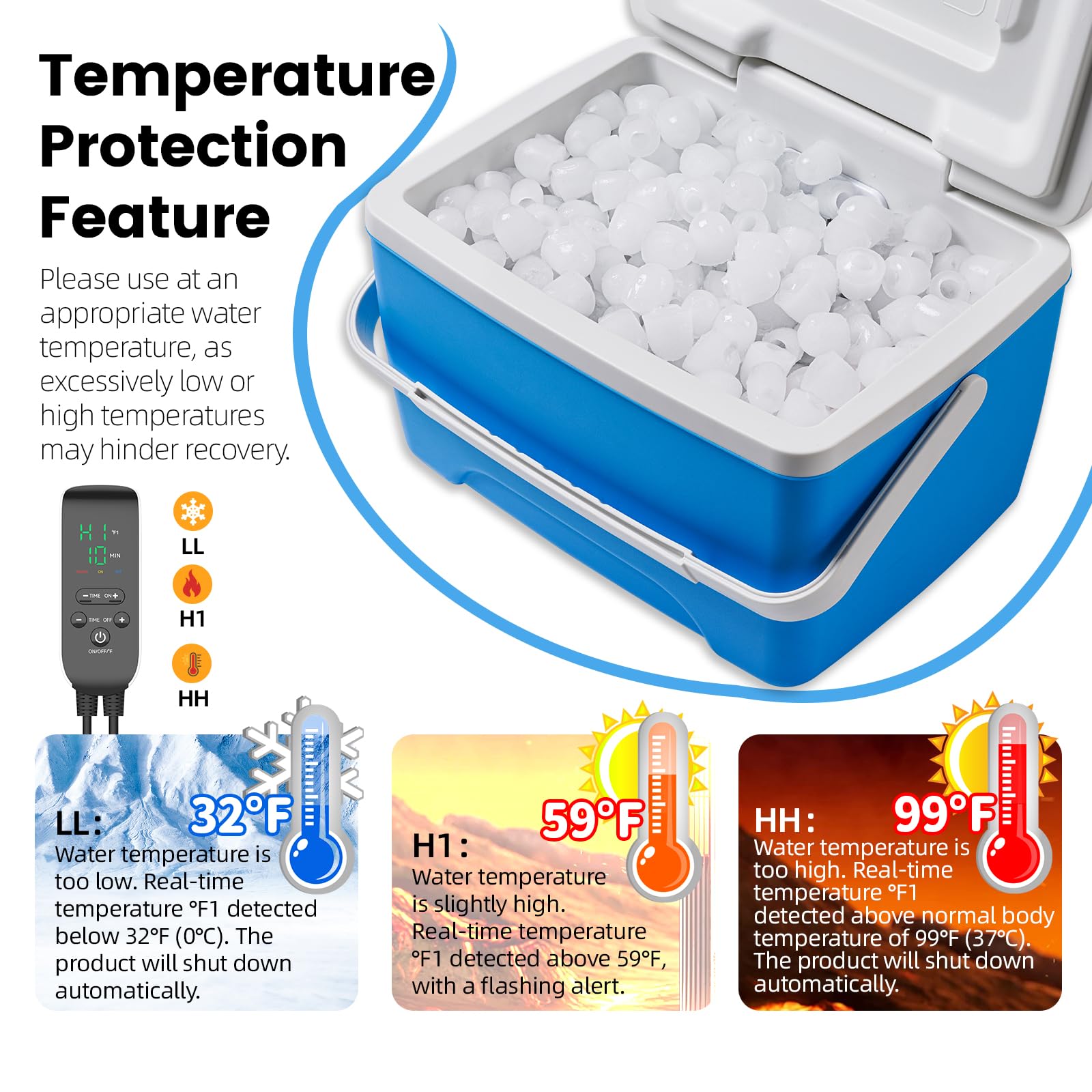 Comoda macchina per terapia del freddo con temperatura e timer regolabili, sistema di macchina per il ghiaccio per ginocchio dopo l'intervento chirurgico, dispositivo di raffreddamento a tenuta stagna