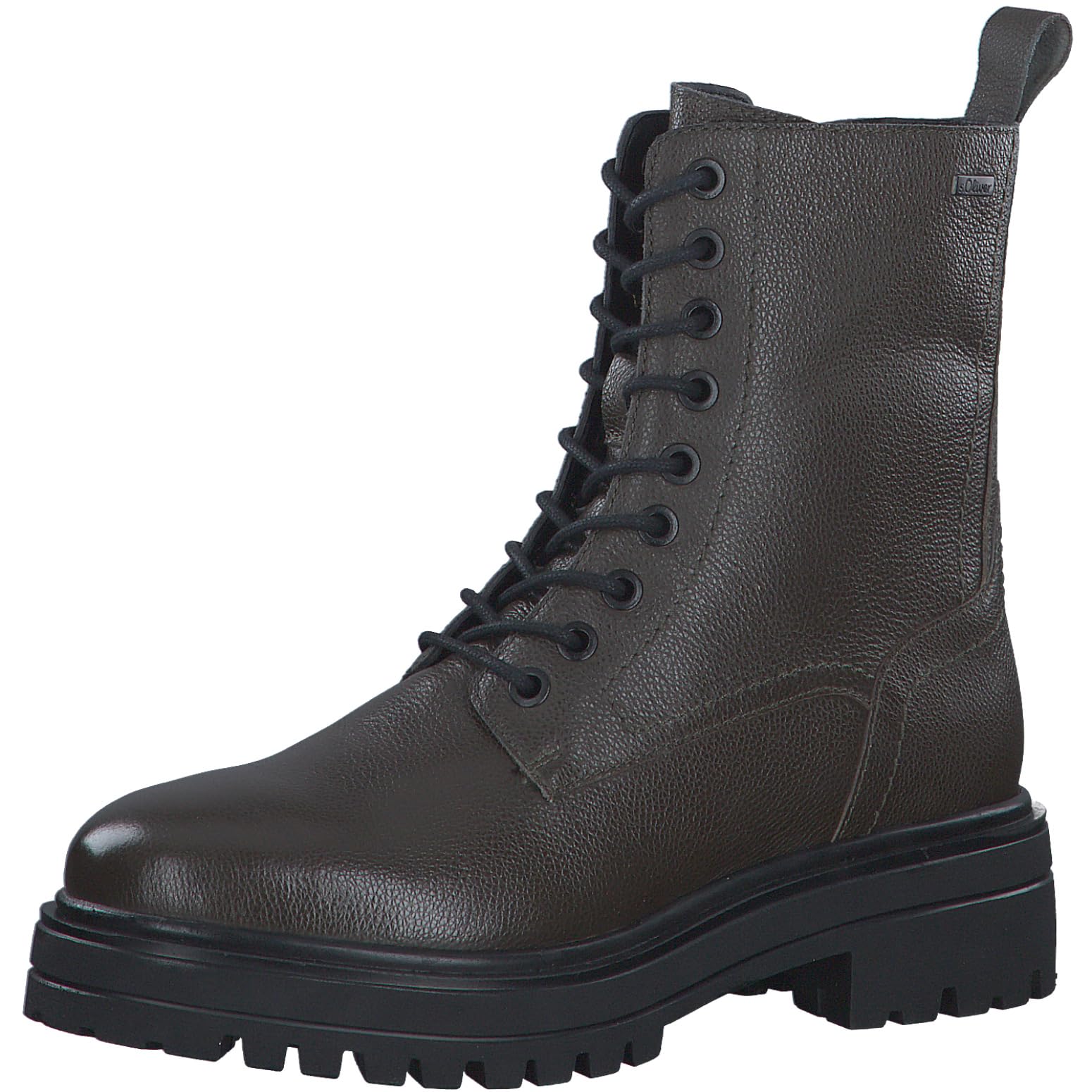 s.Oliver Women's Leather Ankle Boots with Laces and Zip, khaki, 8 UK