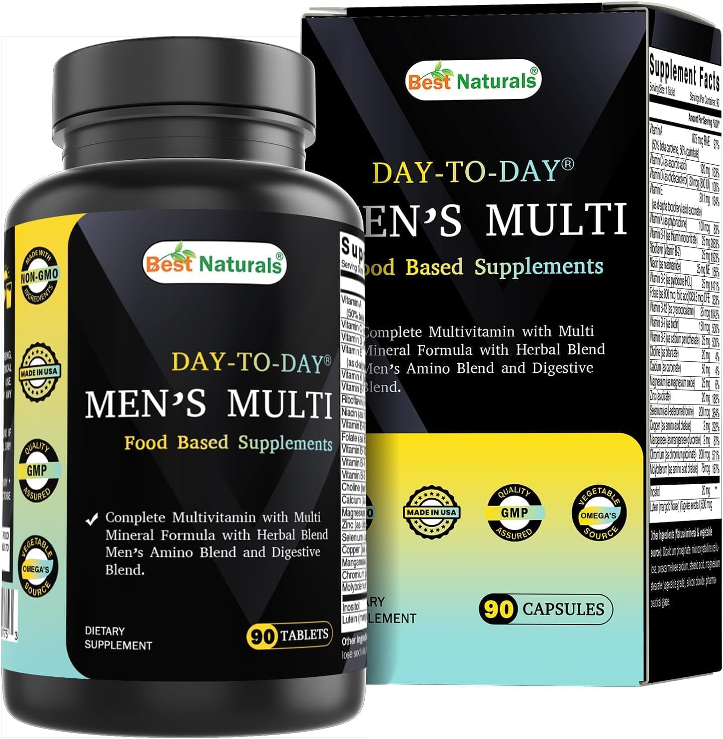 Best Naturals Day-to-Day Men's Multivitamin Food Based Supplement with Vitamin A, L-Arginine, L-Glutamine, L-Lysine- 90 Tablets