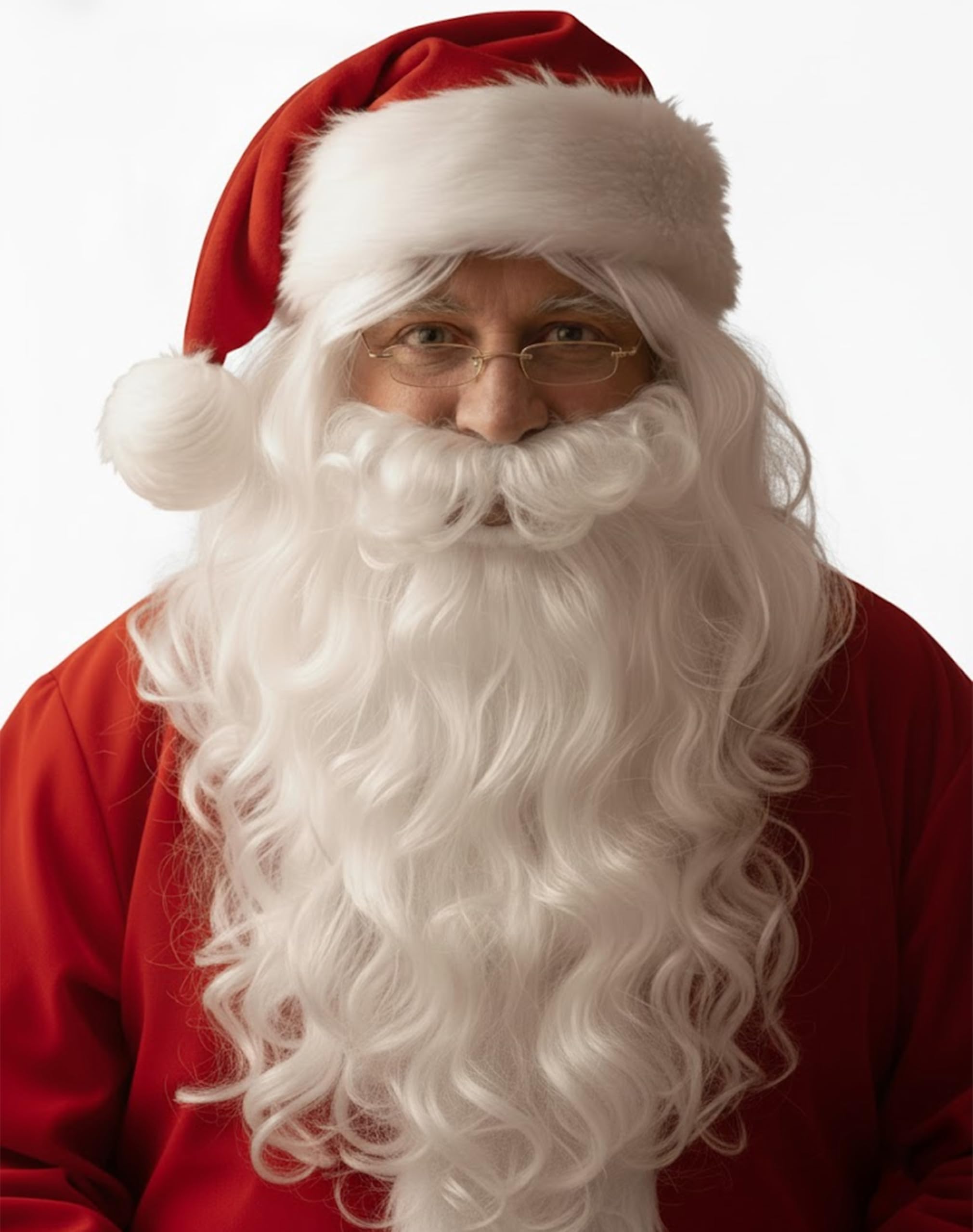 Set De Disfraz De Papá Noel Con Gorro, Peluca Y Barba – Traje Navideño Para Adultos Y Niños