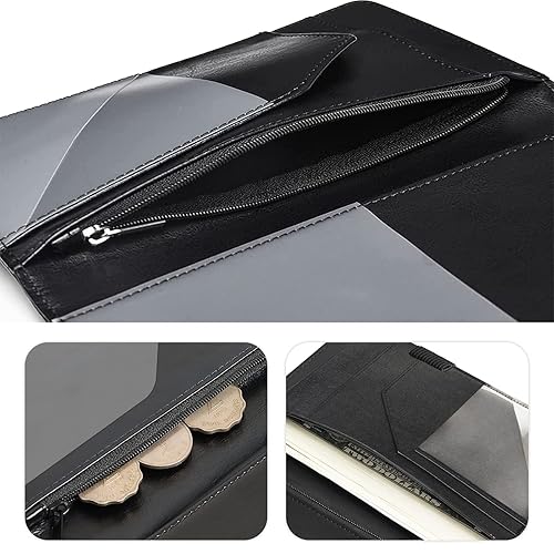 Miniatura 4 de BEOTIWAD - Cartera de cuero para camarera, con cremallera y soporte para libro de cheques, bolsillo para dinero, organizador personal para