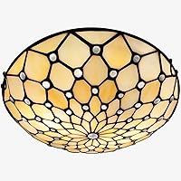 Vista 2 de ARTZONE Tiffany Ceiling Lights, Stained Glass Ceiling Light 2-Lights 12 Inch Tiffany Flush Mount Ceiling Light for Bedroom Dining Living Room