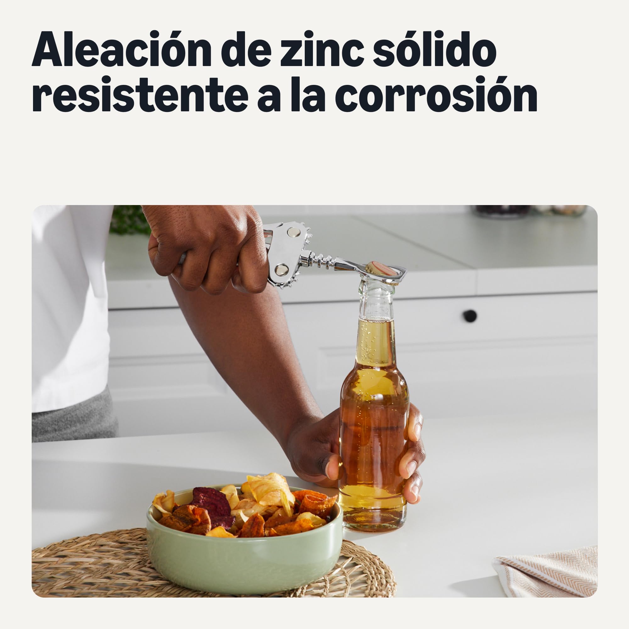 Amazon Basics Sacacorchos y Abrebotellas 2 en 1, Tamaño Único, Aleación de Zinc