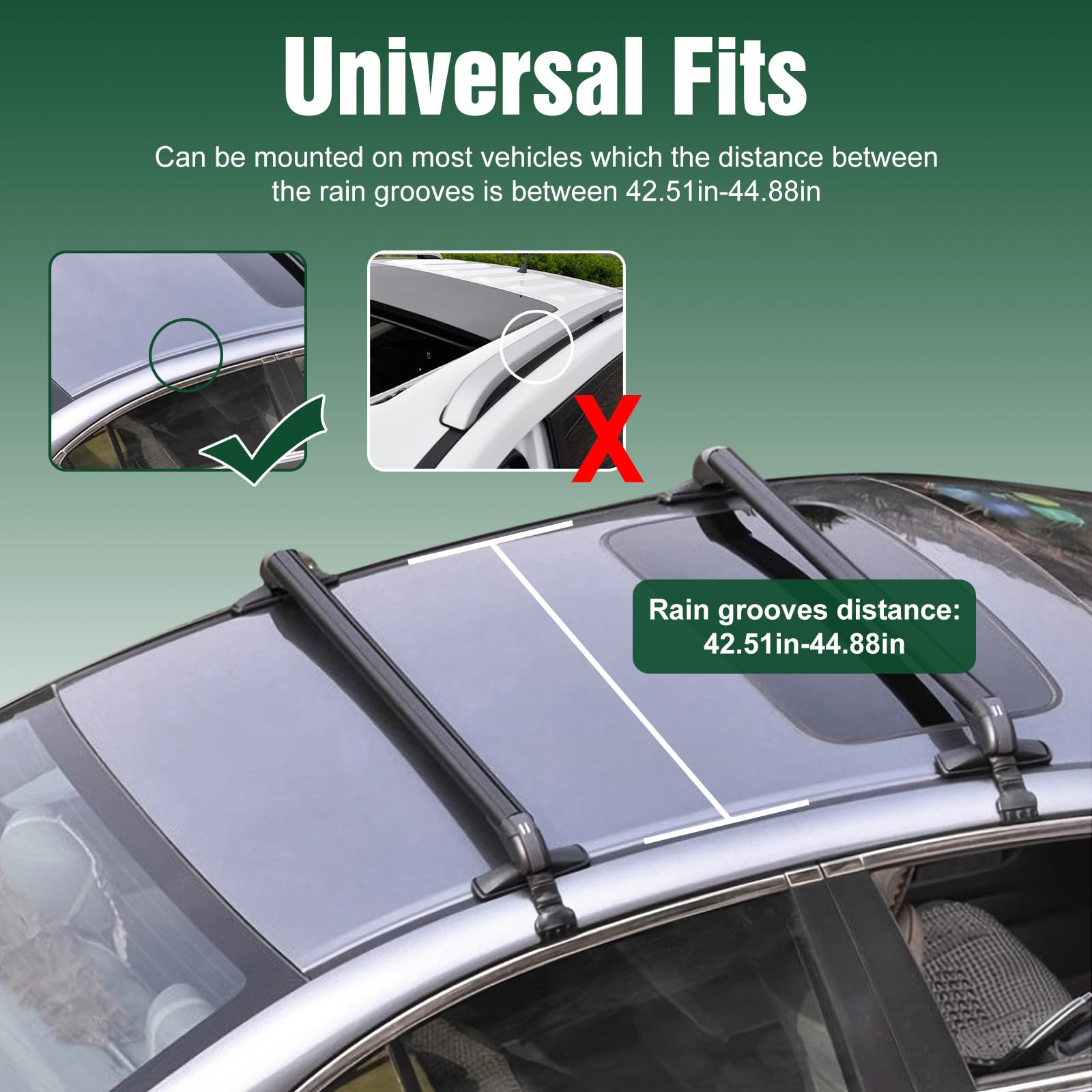 Universal Car Roof Rack w/Anti-Theft Lock,110cm/43 Aluminum Alloy Heavy Duty Rooftop Cargo Carrier Luggage Holders Brackets Cross Bars w/ 165LBS Capacity for Kayaks Surfboards Bikes Baskets Tools