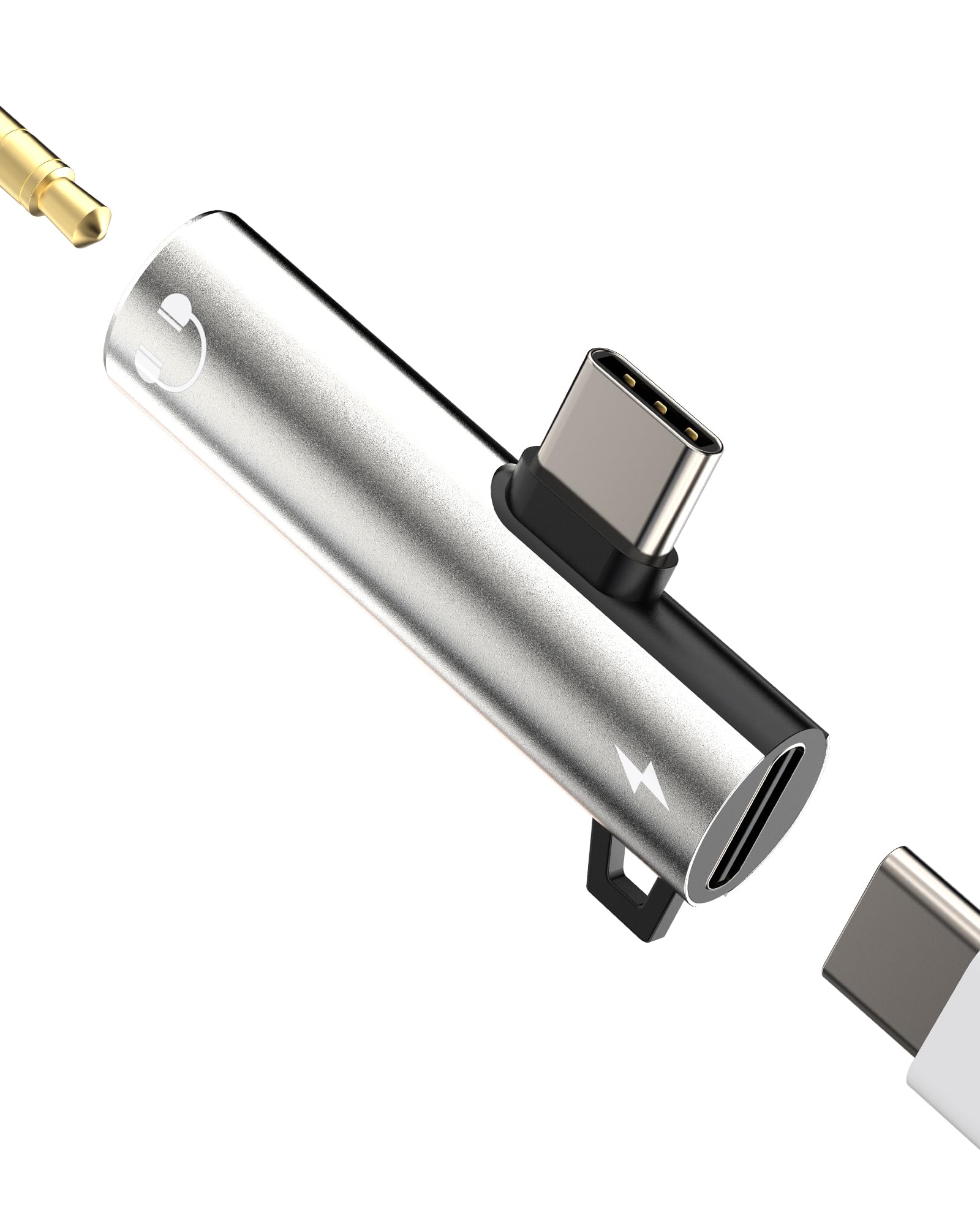 USB-C to 3.5mm Audio Adapter 2 in 1 DAC Charger Dongle Type C Headphone Jack Aux Splitter Compatible for Samsung Galaxy iPhone 15 Pro Max Plus iPad 10?Air4/5?Mini6?12.9 Charging Cord Accessories