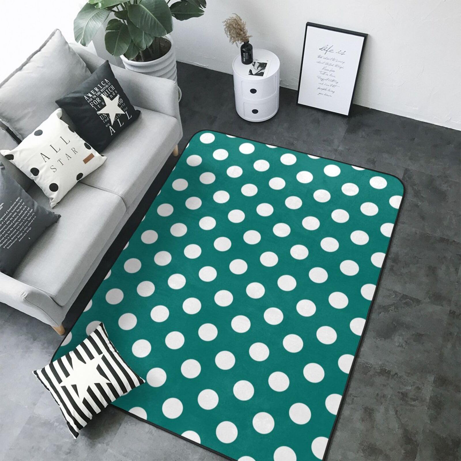 Tapis lavable antidérapant pour salle à manger et salon à motifs