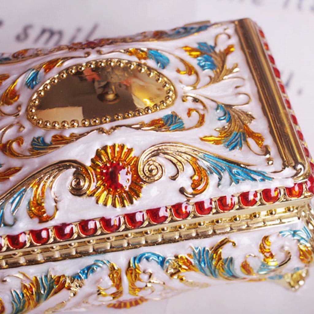 Pudełko na biżuterię, pudełko, białe w stylu vintage, metalowe z pokrywką, ręcznie rzeźbione kolczyki, pierścionki, naszyjniki, organizer do przechowywania, dla kobiet