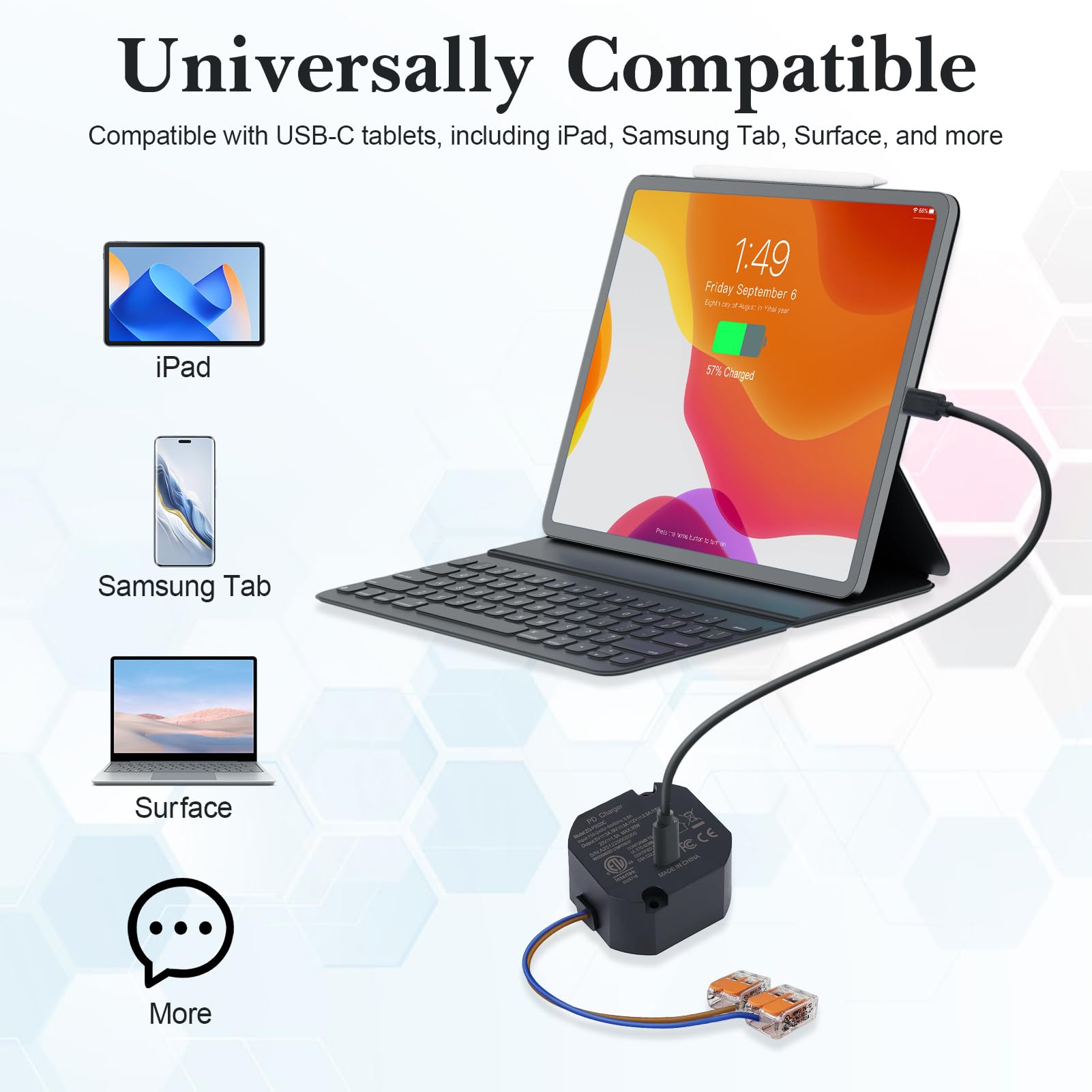 Yosoo Health Gear Zasilacz ścienny USB C, Szybka ładowarka 30 W z obudową ze Stopu Aluminium, do Tabletów USB C i Systemów Inteligentnego Domu