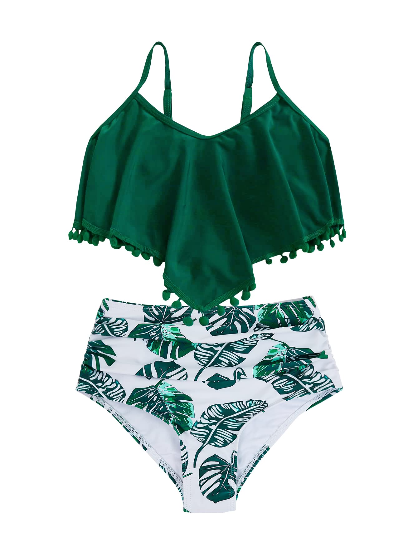 Children's Split Ruffle Swimwear Printed High Waist Bikini For Girls Holiday main image 0