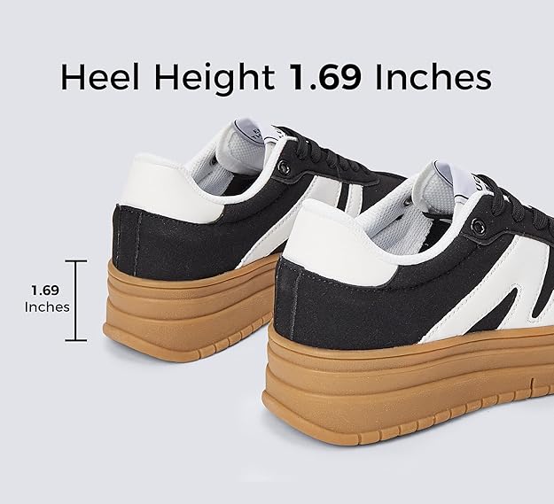 LUCKY STEP Women's Platform Gum Thick Sole Fashion Sneakers Cl... - 3
