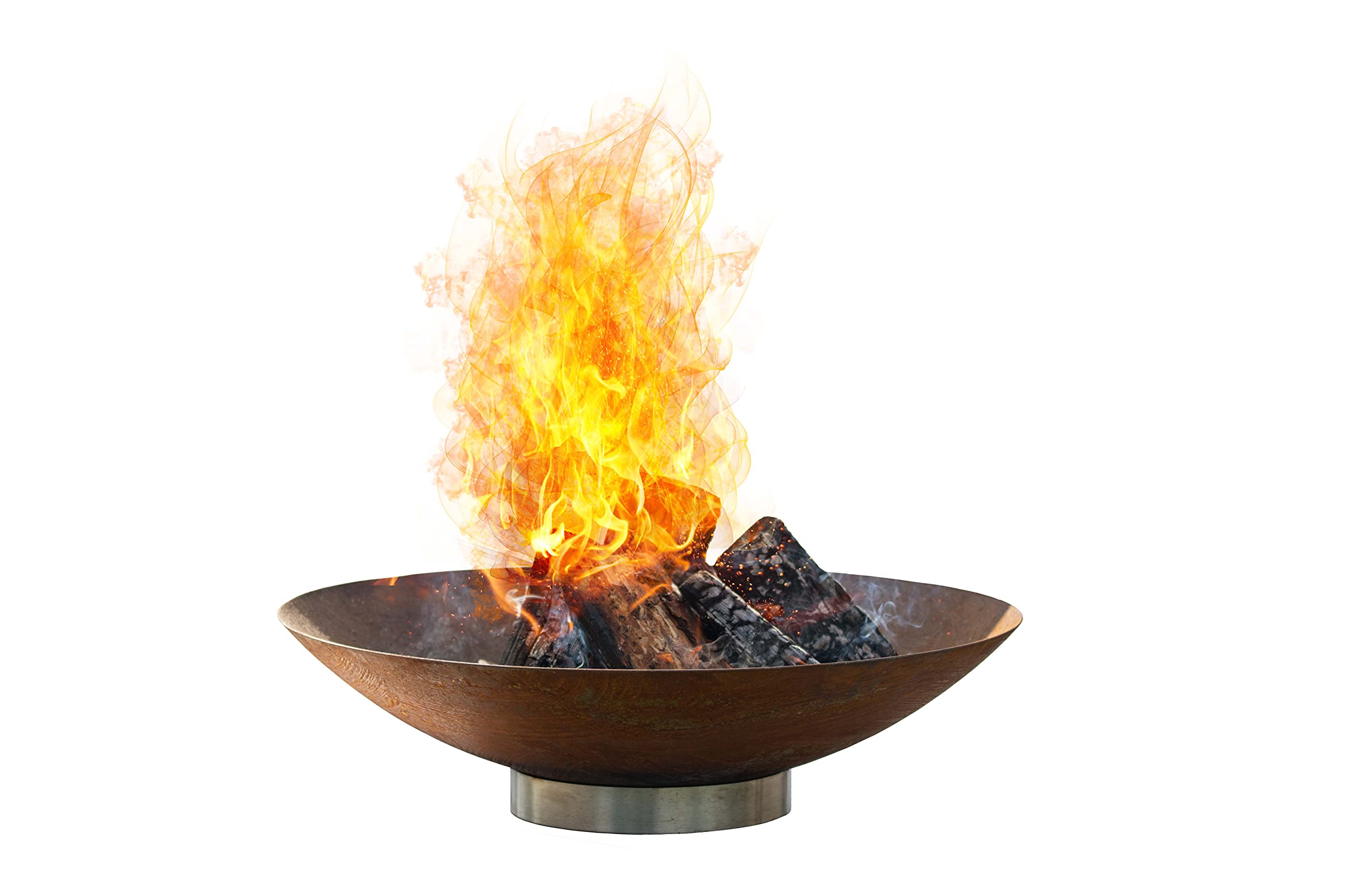 Czaja Feuerschalen Feuerschale Trier Ø 80 cm in Rostoptik mit Edelstahl Ständer für Garten und Terrasse