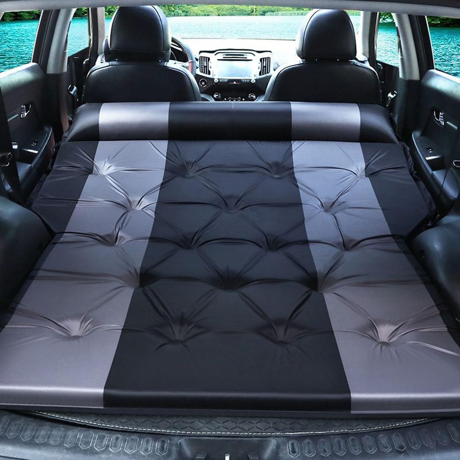 Materasso Gonfiabile per Auto per BRV 2005-2024,Materassino Floccata Portatile Pieghevole Letto Aria Multifunzionale Airbed,E-Black 01