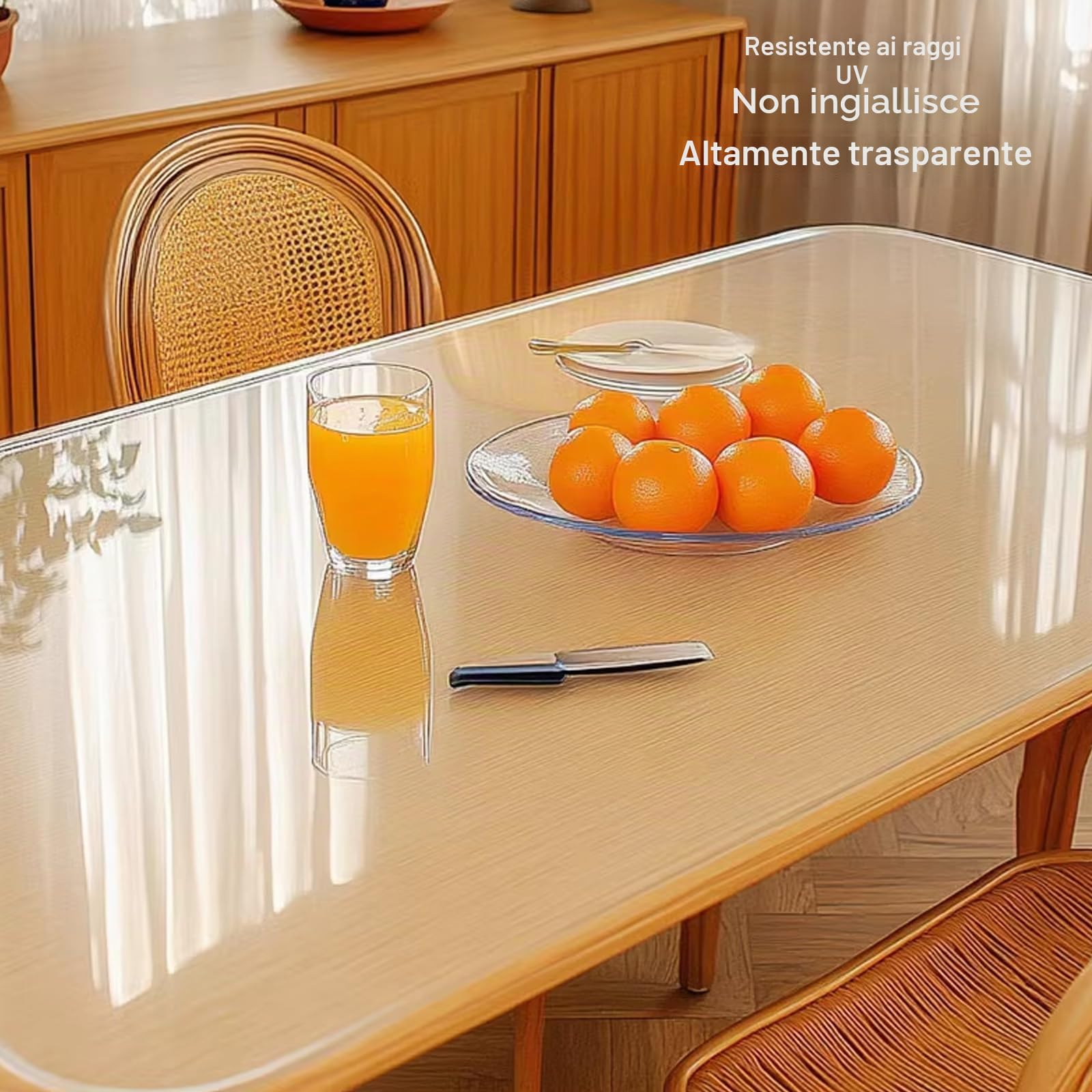 Tovaglia Trasparente in PVC 3mm - Rettangolare Protettiva con Smusso a 65°, Protezione Tavolo Resistente al Calore da Scrivania Impermeabile e Antiolio (75x120cm/30x47in)