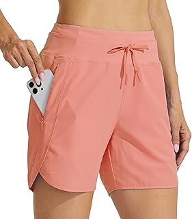 Willit Women's 5" Athletic Running Shorts Quick Dry Workout Hiking Shorts High Waisted Active Shorts Zipper Pocket