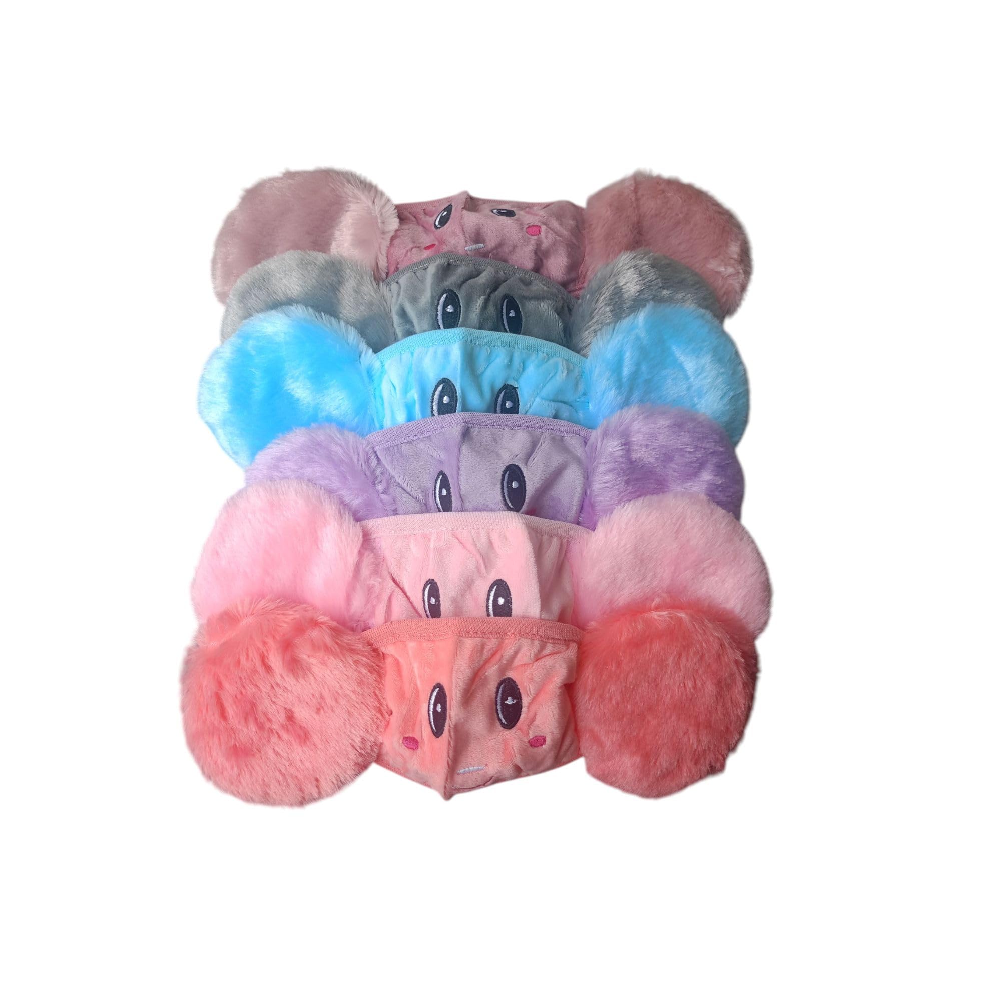 Kids Cartoon Plush Earmuffs with Winter Warm Face Mask | Soft Fleece Ear Muffs & Detachable Face Cover for Boys & Girls | Cute Animal Design for Cold Weather (Multicolor, Pack of 1)-picture-18