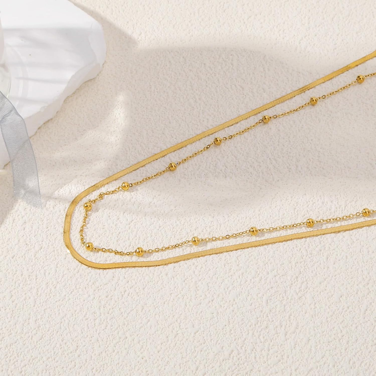 Layered Bow Gold Necklace for Women Bow Pendant Cute Simple Dainty Statement Chain Charm Stack Gold Jewelry New Years Birthday Valentines Day Gifts - Image 7