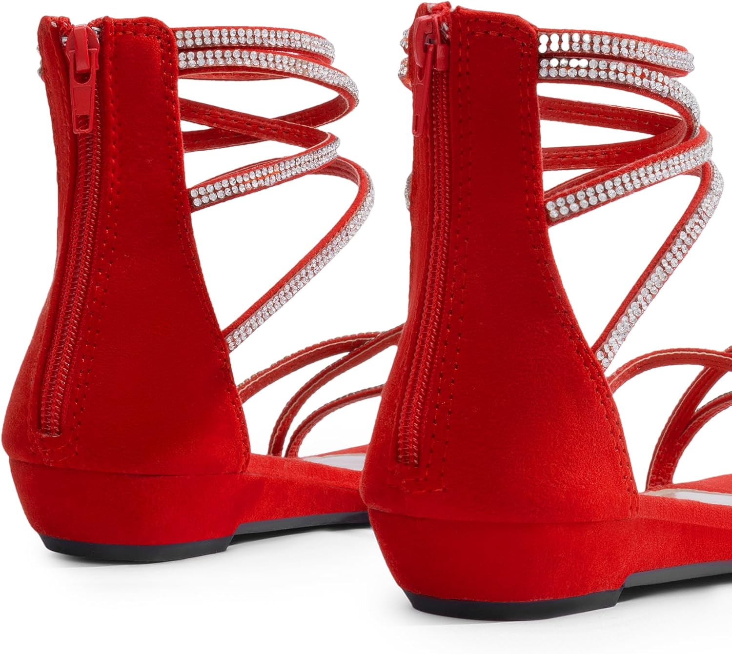 DREAM PAIRS Women's Ankle Strap Flat Sandals Summer Dressy Strappy Gladiator Rhinestones Sandals - Image 8