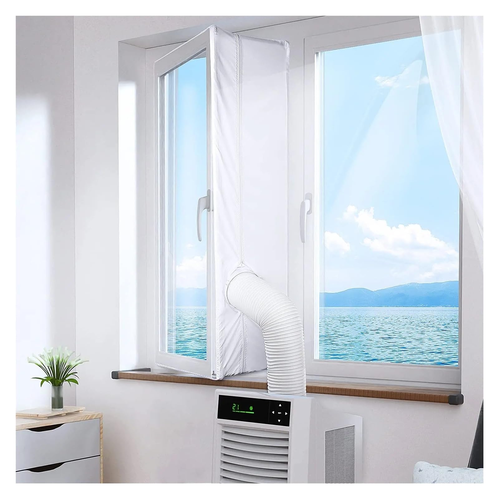 WAFOHSR 400cm Flexible Window Seal For Portable Air Conditioner Waterproof White Conditioning Used For Hot Stop All Weather Protection