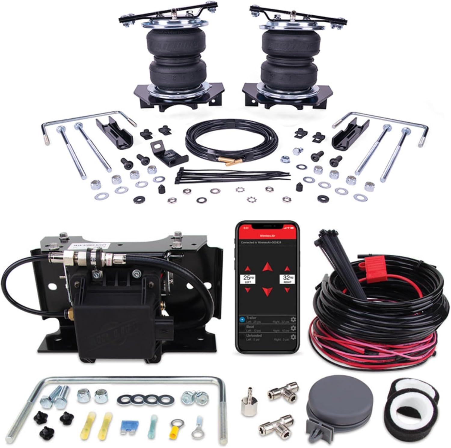 Air Lift LoadLifter 5000 Air Spring Kit & WirelessONE 2nd Gen Compressor fits 2023-2026 F250 F350 SuperDuty 4WD | Single-Path Control | Includes TrendsAuto Decal