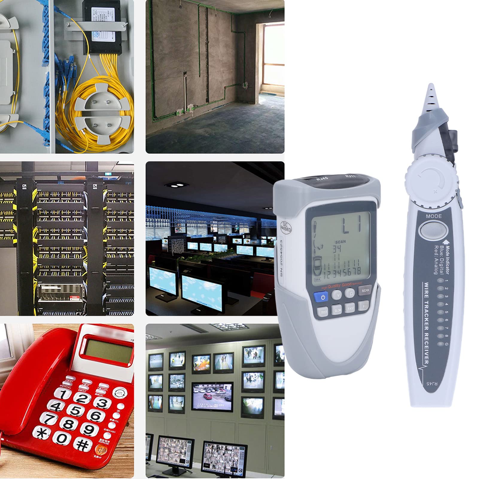 LCD Cyfrowy Tester Kabli Sieciowych Analogowy Wielofunkcyjny POE Ethernet LAN Tester Kabli Sieciowych Ręczny Wykrywacz Linii z Torbą;