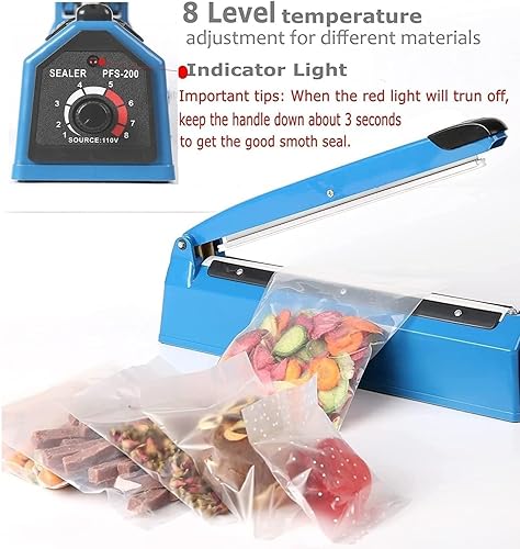 Miniatura 4 de Máquina selladora de calor por impulso de 8 pulgadas, sellador de bolsas de impulso de 7.874 in, máquina de sellado de bolsas de polietileno, cierre