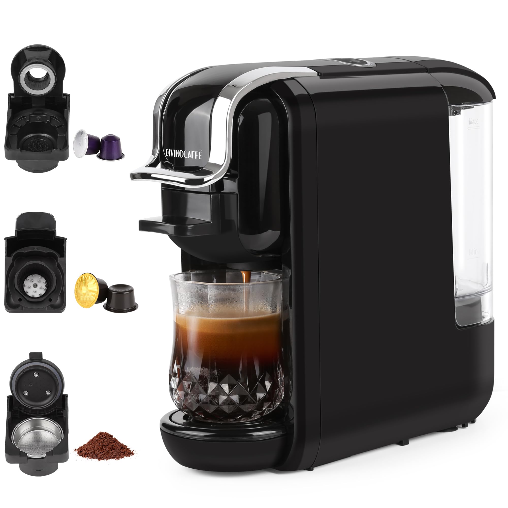 Espresso Maker for Nespresso Capsule, Lavazza Blue Capsule & Coffee Powder, 19 Bar Pump Pressure Makes Authentic Espresso Coffee, Mini Espresso Coffee Machines with Removable Water Tank.
