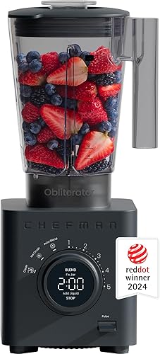 Chefman Obliterator - Batidora de encimera de 48 onzas para batidos, motor de 1380 W para triturar hielo, nueces y frutas congeladas con hoja de