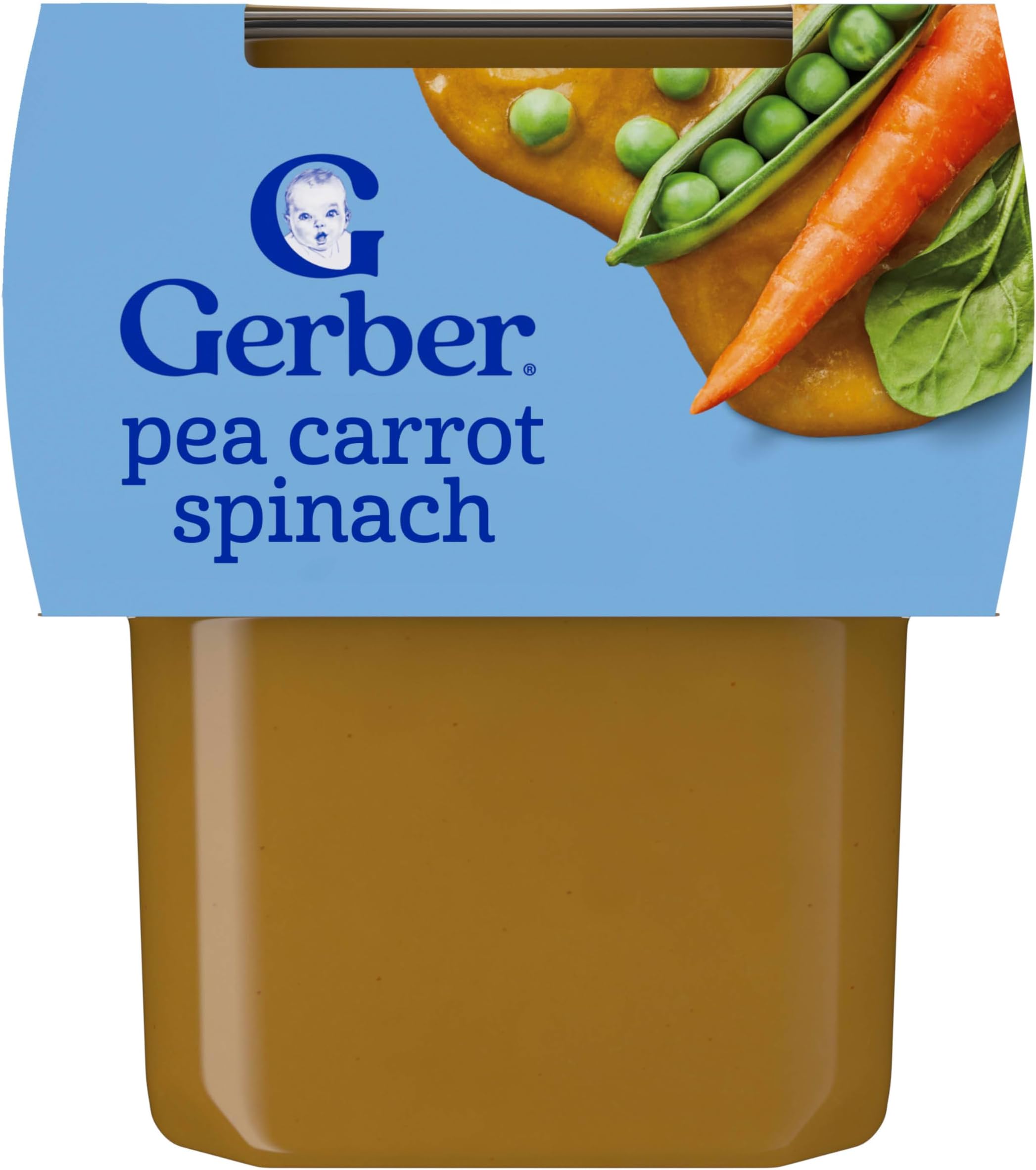 Stage 2 Baby Food, Pea Carrot Spinach Puree Tubs, Baby Puree, 16PK