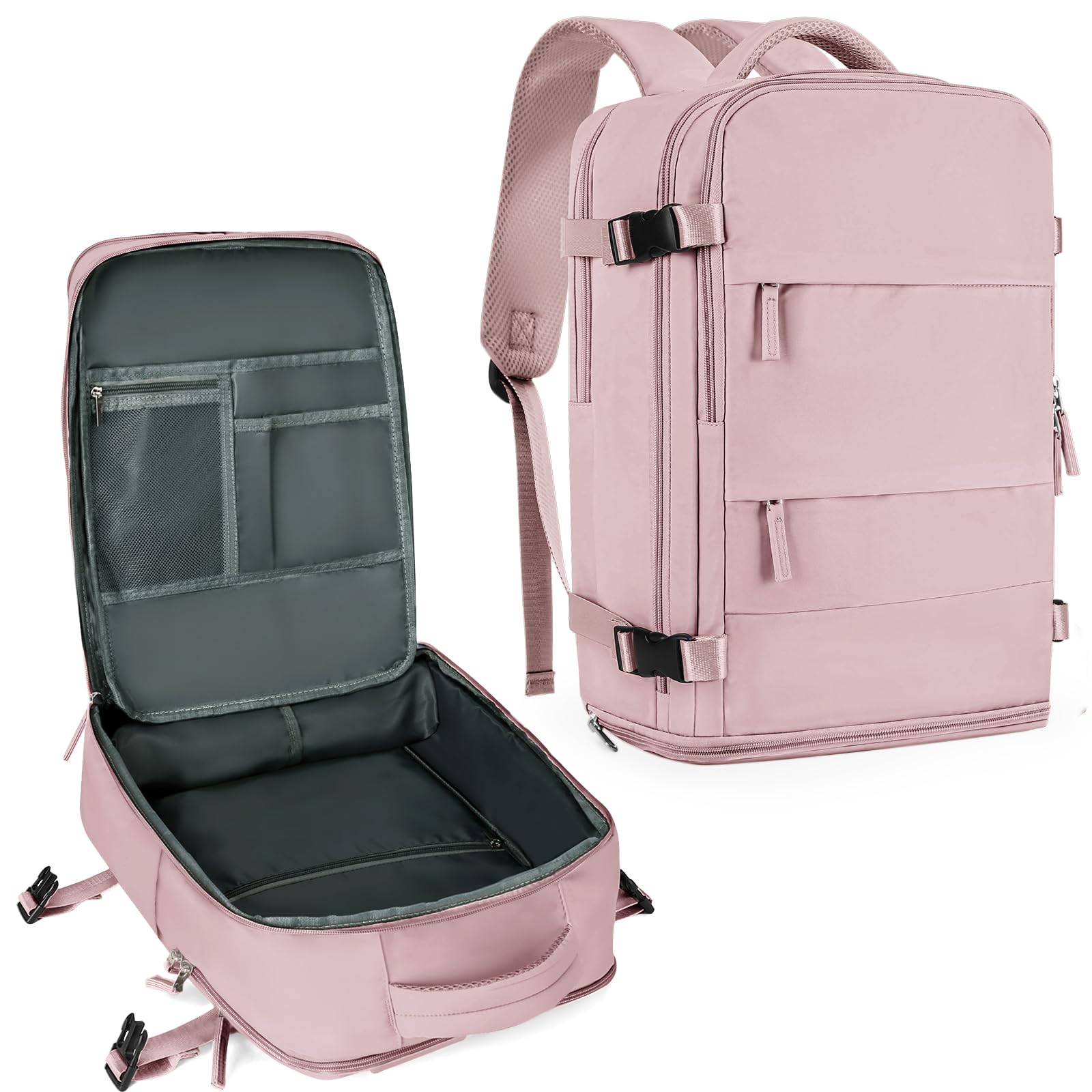 coowoz Large Travel Backpack For Women Men,Carry On Backpack Flight Approved,Hiking Backpack Waterproof Outdoor Rucksack Casual Daypack Fit 15.6 Inch