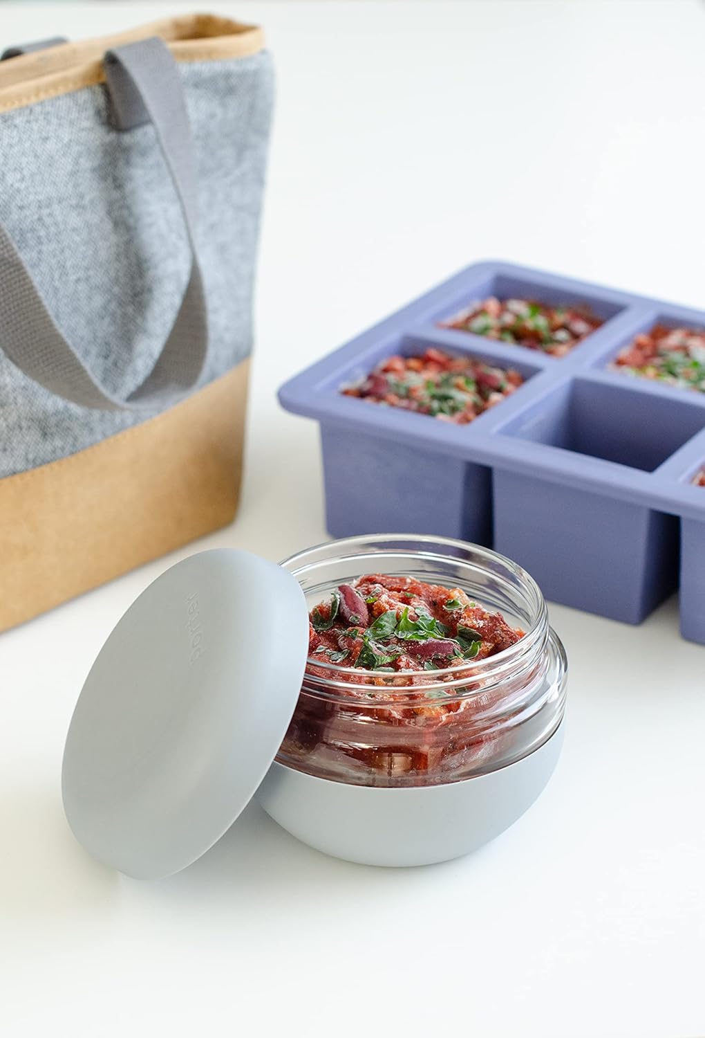 W&P Cup Cubes Silicone Freezer Tray with Lid, Blue, Makes 6 Perfect 1-Cup Portions, Freeze & Store Soup, Broth, Sauce, Leftovers, Dishwasher Safe: Home & Kitchen