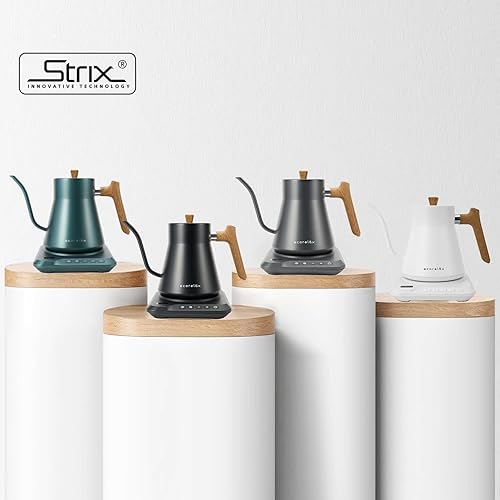 Miniatura 7 de Ecorelax Hervidor eléctrico de cuello de cisne con control de temperatura preciso de  1 , 1200 W para café y té, 100% acero inoxidable, hervidor de