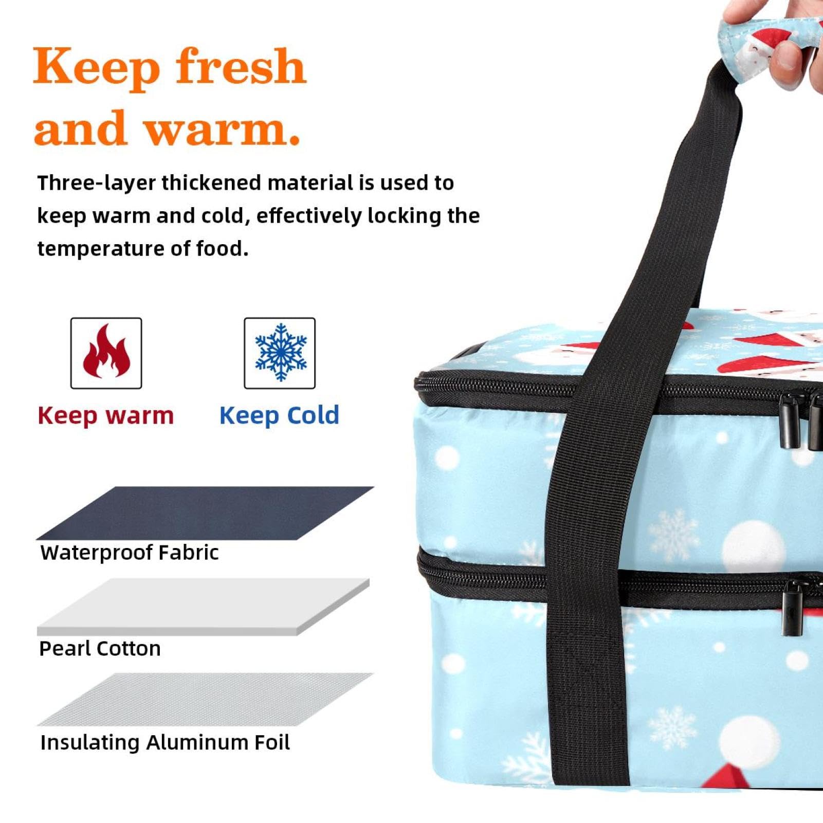 Grand sac à déjeuner isotherme pour homme et femme, double couche, étanche, étanche, réutilisable, sac fourre-tout pour le travail, l'école, le pique-nique, la plage, le camping, les voyages, le Père