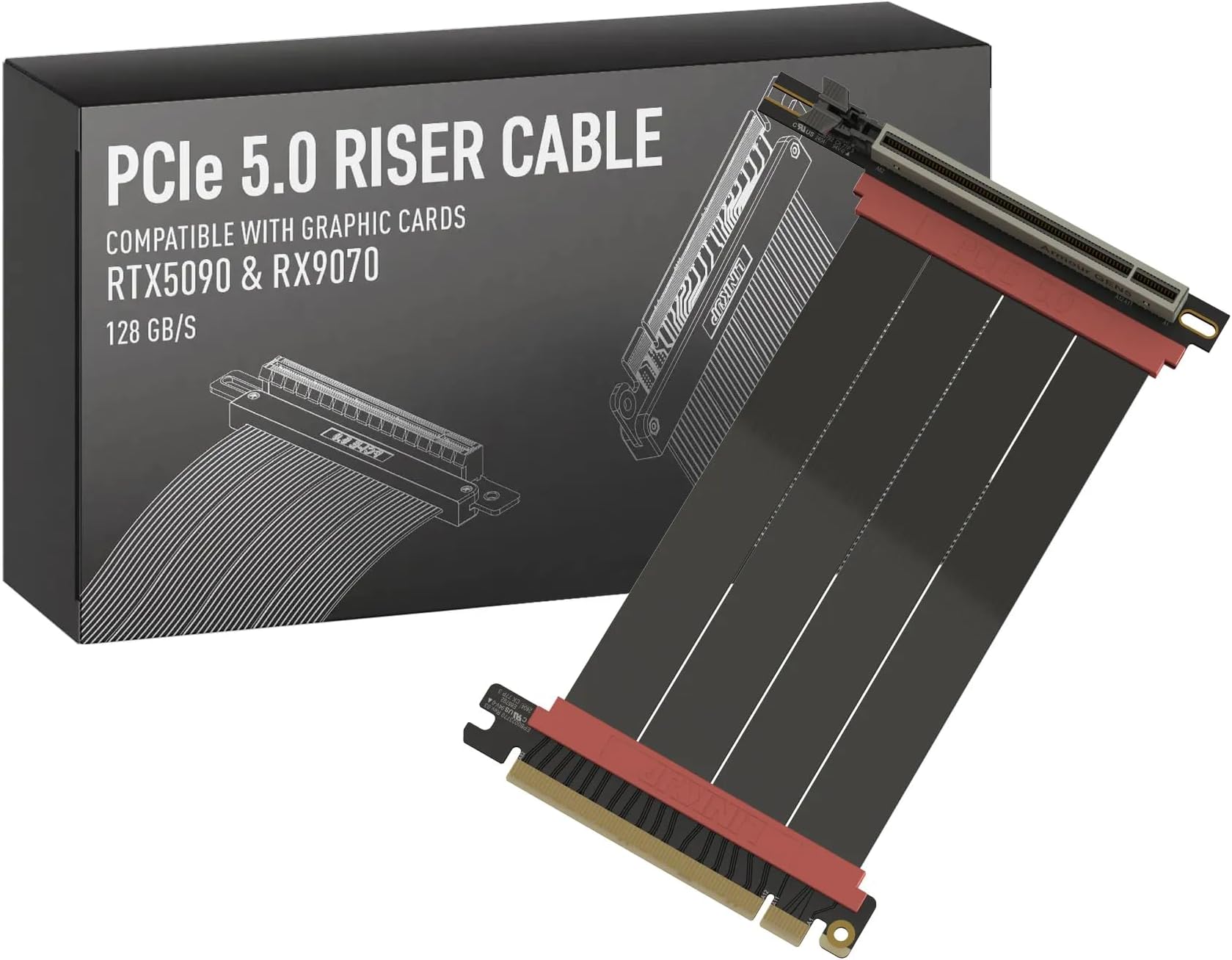 LINKUP PCIE 5.0 Riser Cable | for Vertical GPU Mount | Right Angle | Graphics Card GPU Ready | Usable with PCIe 4.0 & RX 9070/ RTX5090 | 15cm (Total Length: 19cm)