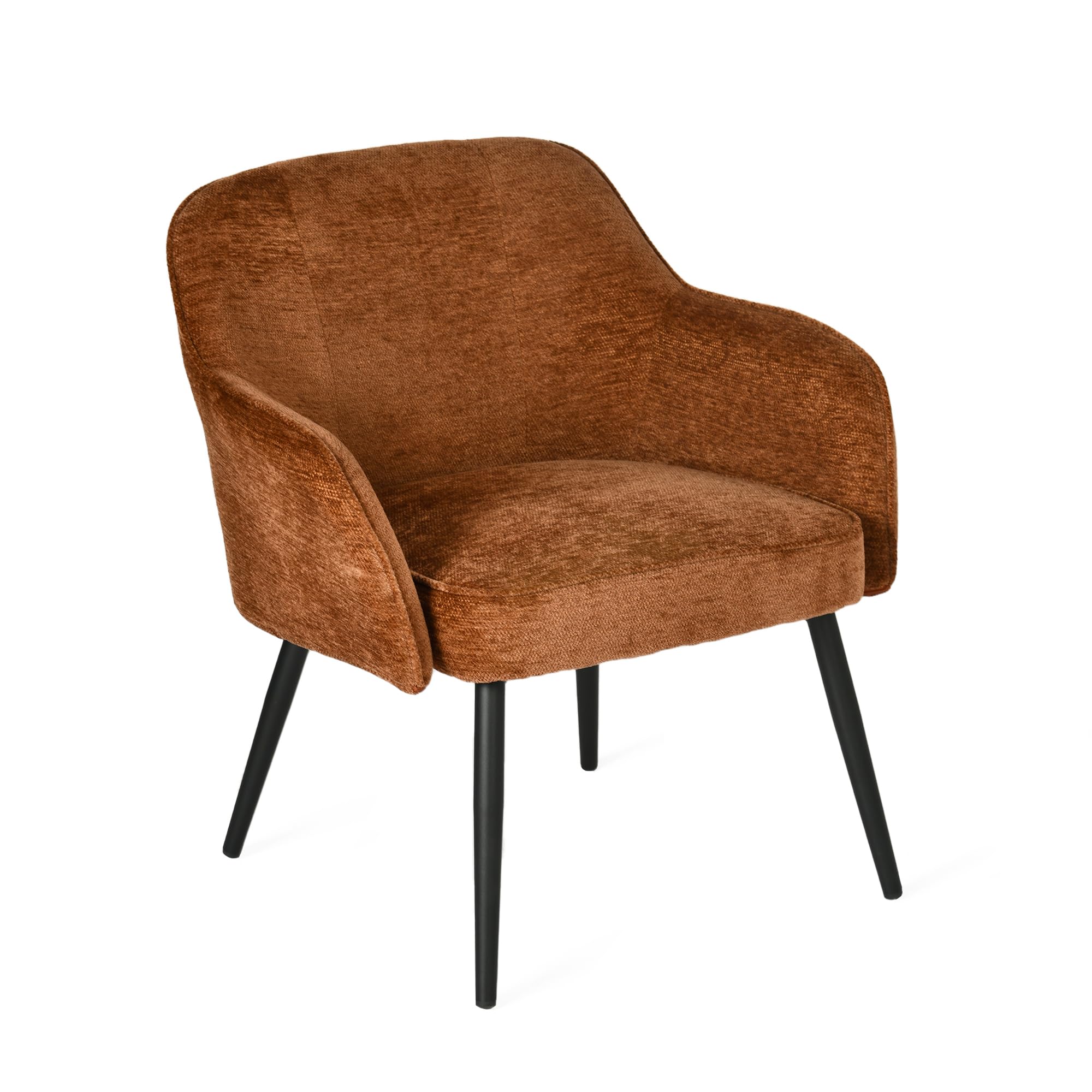 Meuble Cosy Chaise d’Accueil Confortable en Tissu Chenille, Fauteuil de Réception avec Coussin Épais 10 cm, Pieds Métal Stables, Style Élégant, Caramel