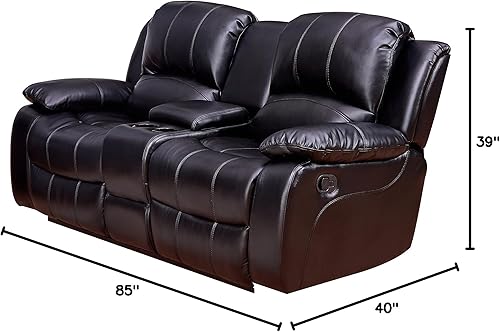 Miniatura 142 de Betsy Furniture 8018 - Juego de sillón reclinable de cuero reconstituido, para sala, sofá reclinable, sofá de dos piezas y sillón de cuero