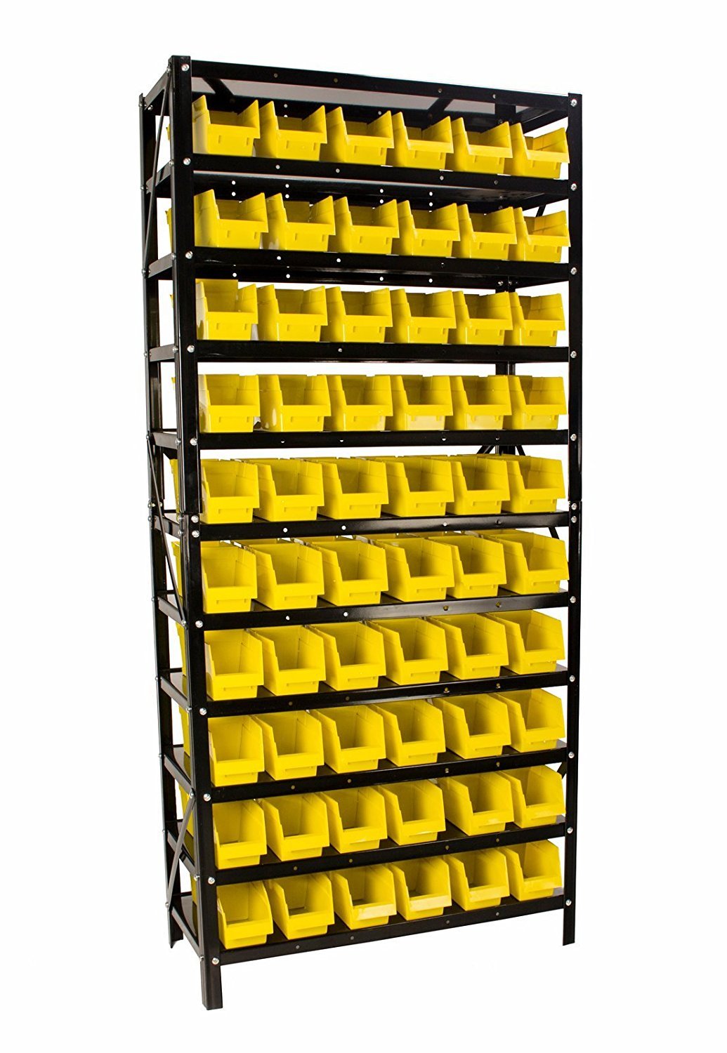 Erie Tools TLPB60 60 Parts Bin Shelving Organize with Plastic Bins for Garage, Shop, and Home Storage