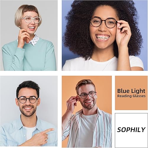 Miniatura 3 de SOPHILY Gafas redondas de bloqueo de luz azul para hombres y mujeres, marco de gafas ópticas, lentes transparentes sin presripción