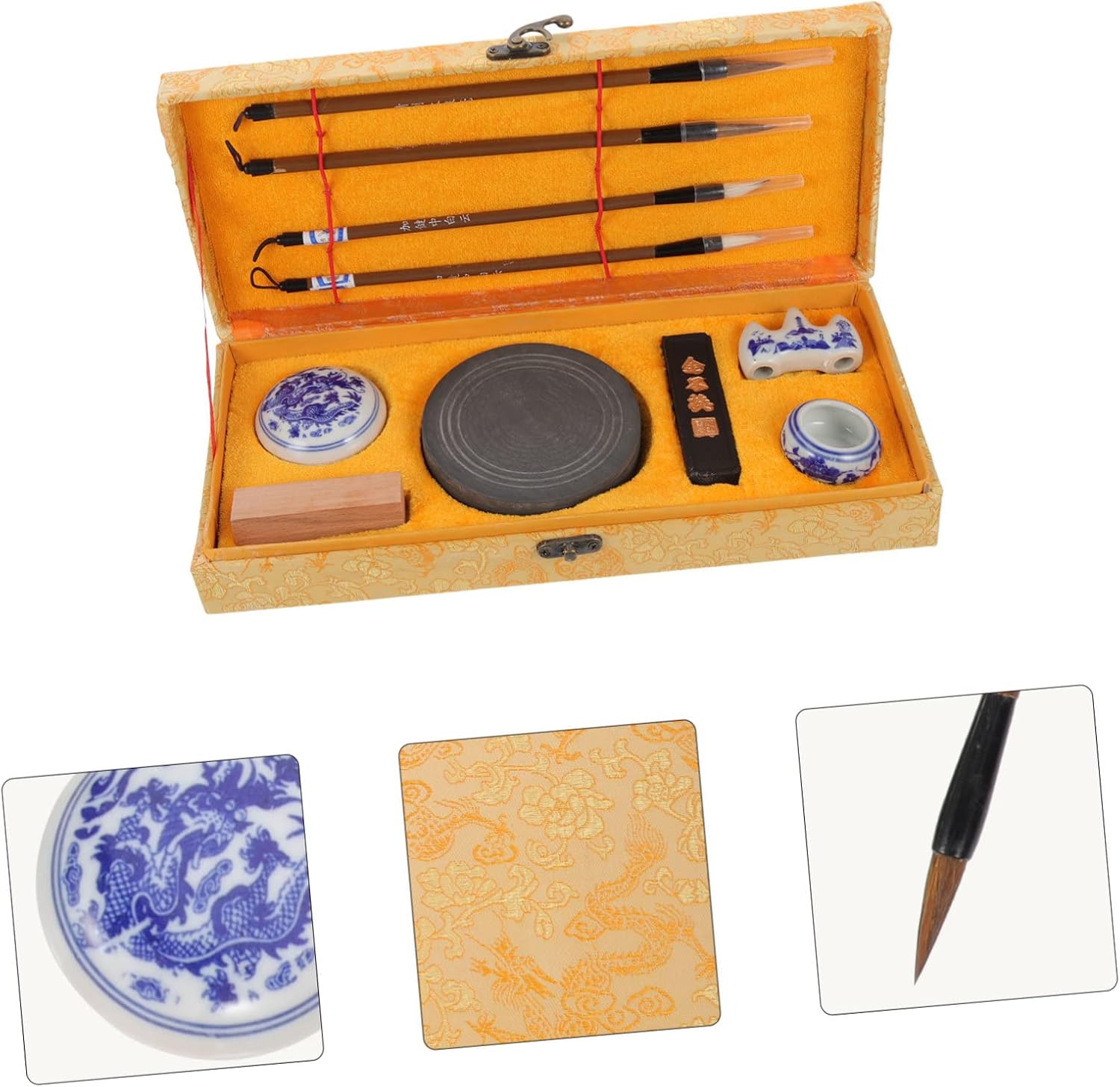 Student Calligraphy Set Portable Ink Stick Ink Stone and Brush Pens for Practice Essential Supplies for Calligraphy Enthusiasts