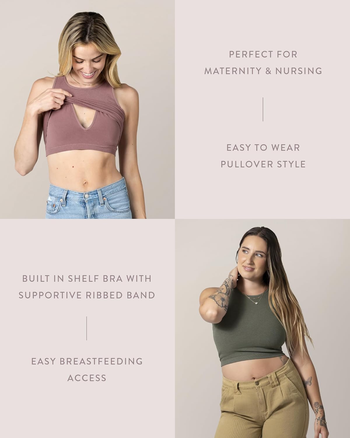 Kindred Bravely Sublime Longline Nursing Bras for Breastfeeding, Soft Nursing Crop Tank Maternity Bra with Built in Shelf Bra - Image 5