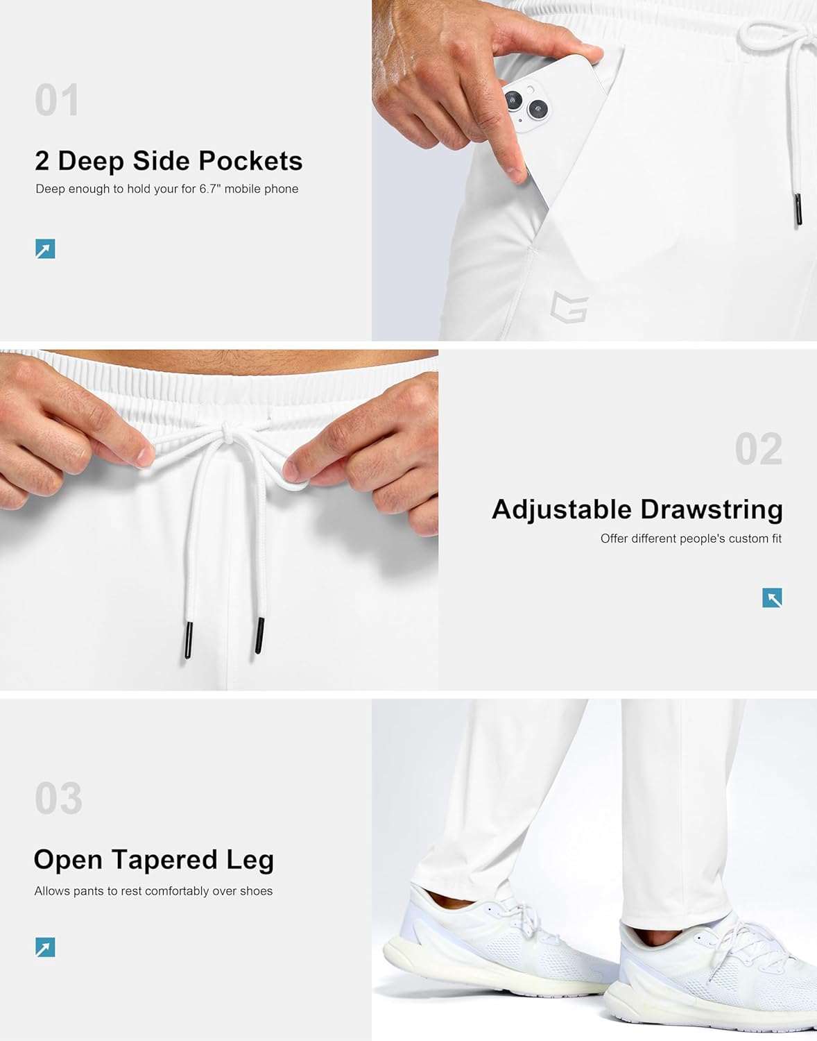 G Gradual Men's Sweatpants with Pockets Lightweight Workout Athletic Track Pants Stretch Gym Running Jogging Joggers for Men - Image 5