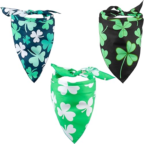 Miniatura 2 de Native Pup Bandanas para perros del día de San Patricio, paquete de 3, bandana de trébol de la suerte (San Patricio, grande)