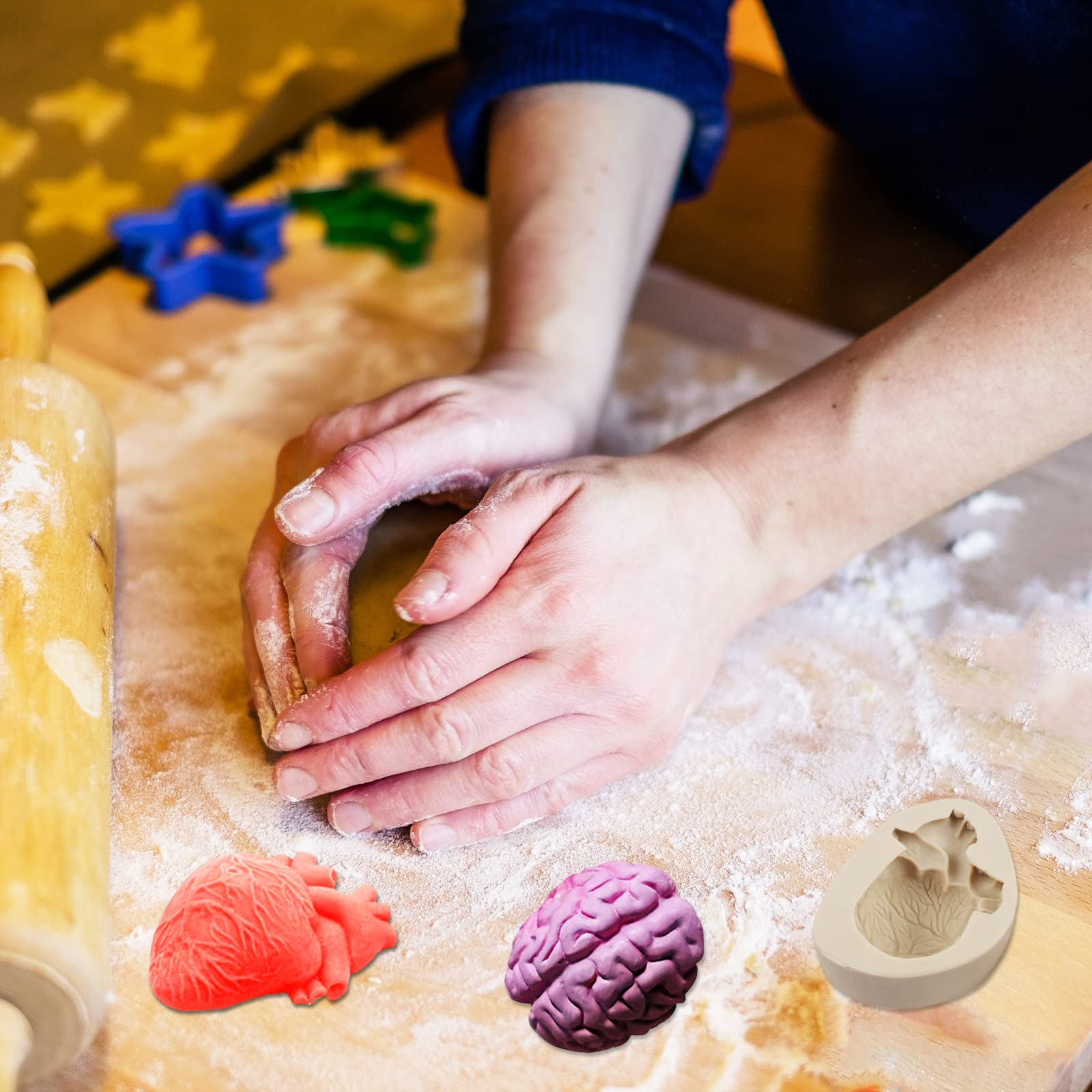 Molde de silicona 3D con forma de corazón humano, moldes de chocolate en forma de cerebro para decoración de pasteles, postres, jabón
