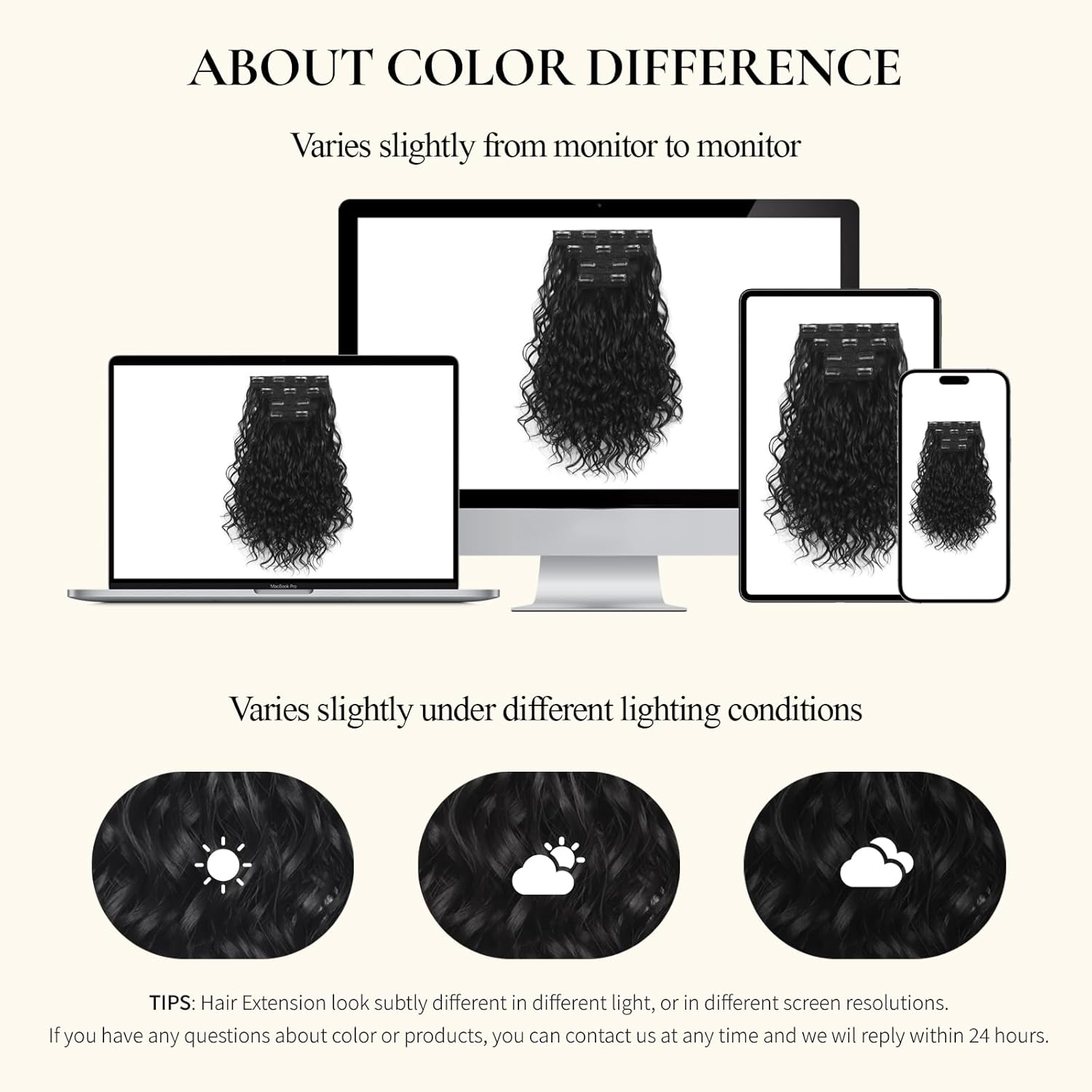 LEEONS Curly Clip in Hair Extensions, 4PCS 16 inch Curly/Wavy Hair Extensions Clip ins - Lace Weft Soft Natural Hairpieces for Women (Natural Black) - Image 8