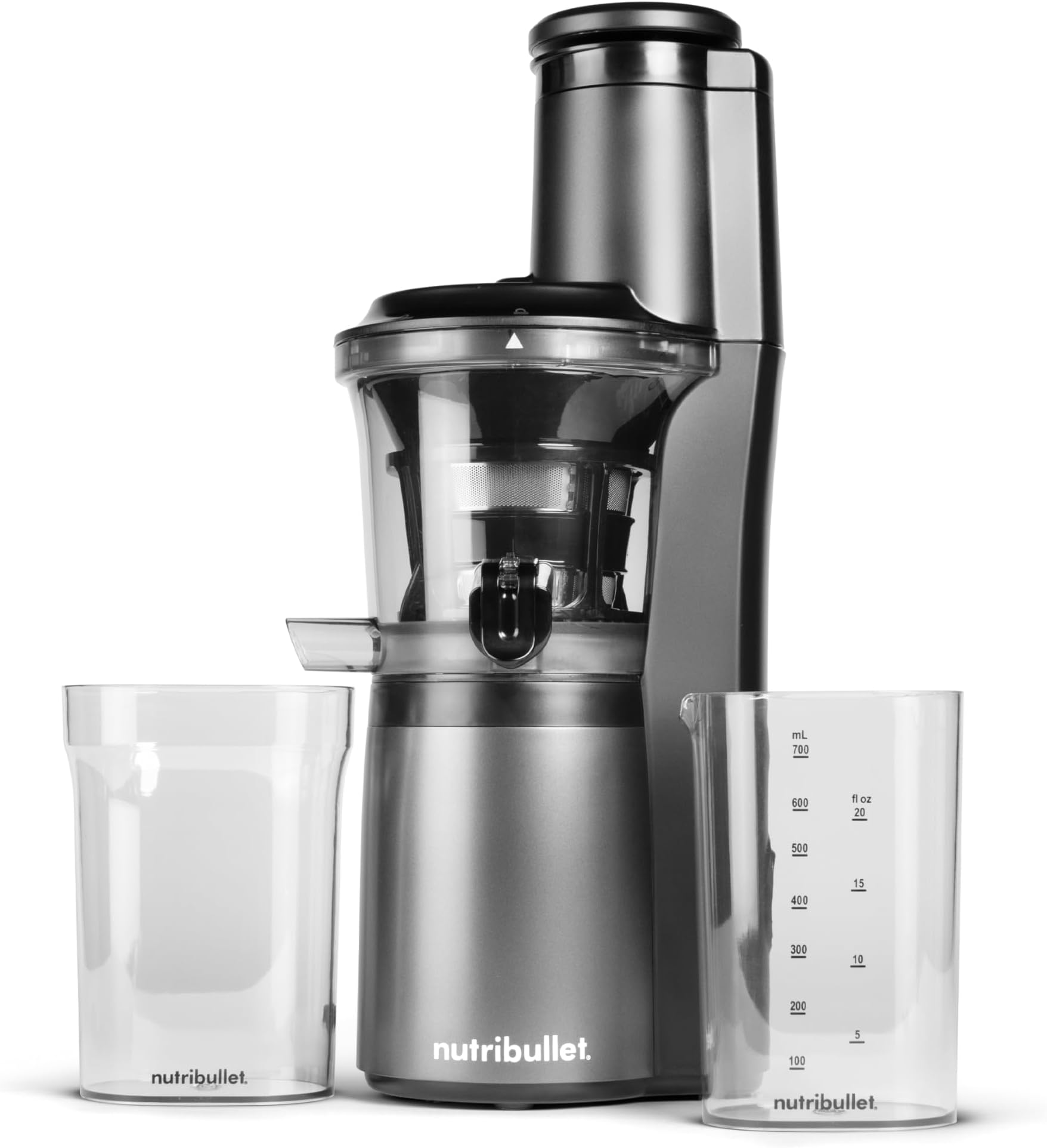 Slow Juicer, Slow Masticating Juicer Machine, Easy to Clean, Quiet Motor & Reverse Function, BPA-Free, Cold Press Juicer with Brush, 150 Watts, Charcoal Black, NBJ50300, 24-oz