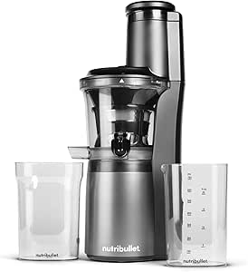 nutribullet Slow Juicer, Slow Masticating Juicer Machine, Easy to Clean, Quiet Motor &amp; Reverse Function, BPA-Free, Cold Press Juicer with Brush, 150 Watts, Charcoal Black, NBJ50300, 24-oz